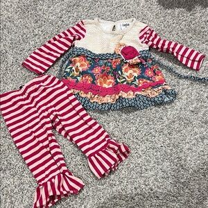 Counting Daisies Pink Stripe and Floral Baby Girl Outfit